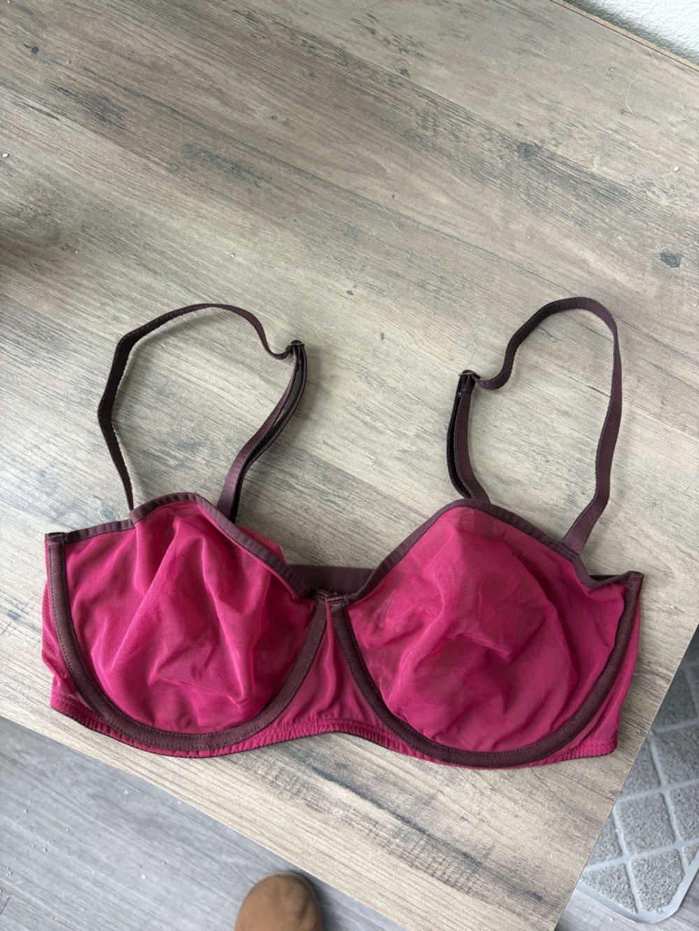 Mesh Underwire Bra in Deep Berry